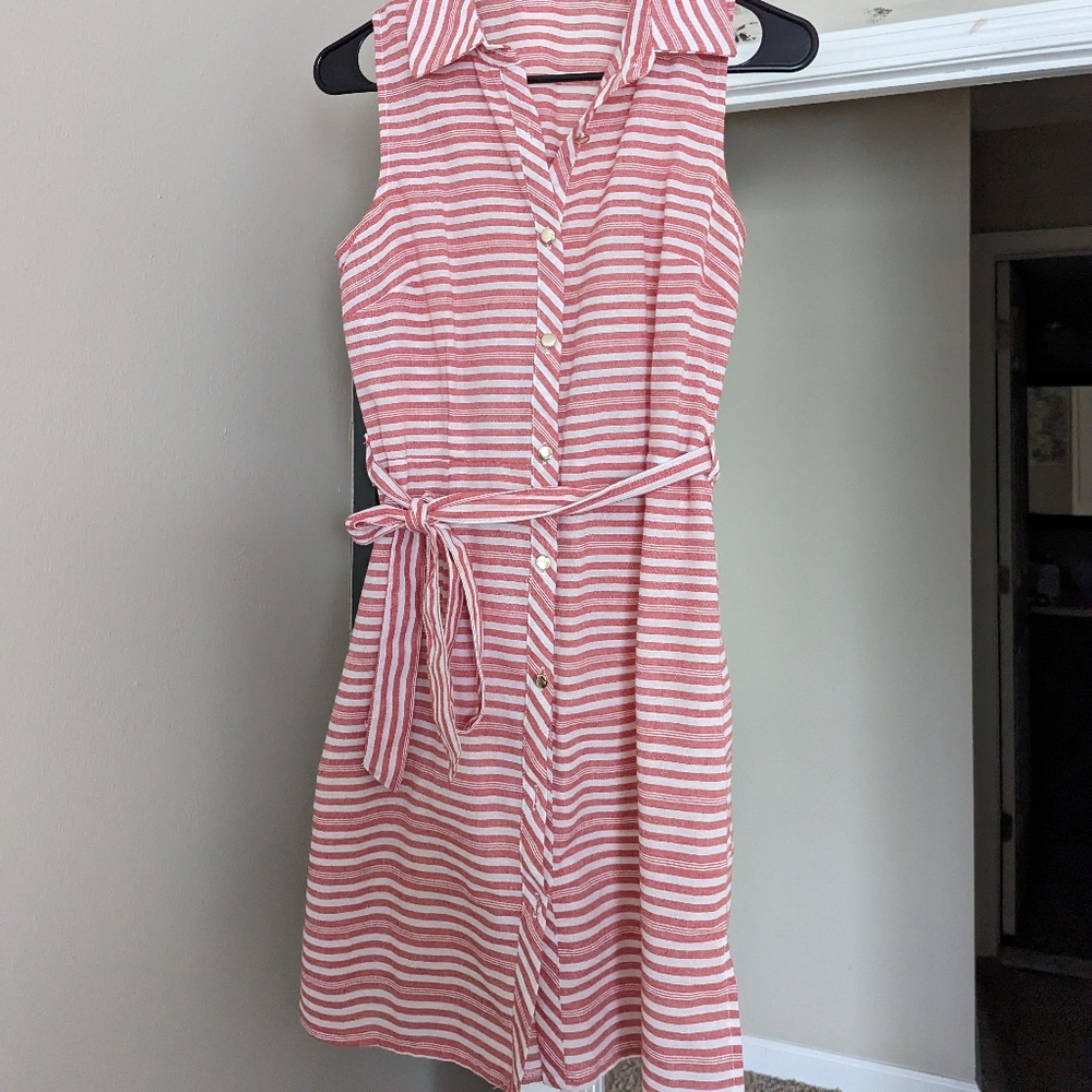 Quiz red and white striped dress